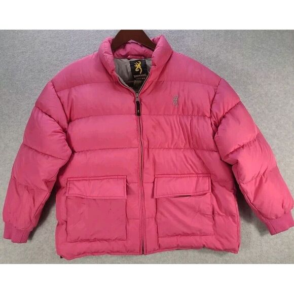 Browning Coat Youth XL Pink Goose Down‎ Puffer Jacket Quilted Packable - Picture 1 of 10